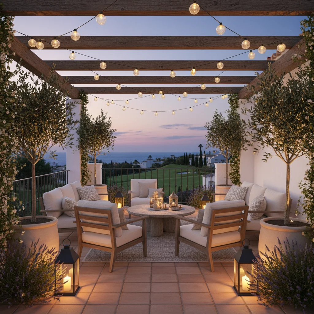 Outdoor Lighting setup on a Mediterranean terrace in Los Montesinos, Costa Blanca