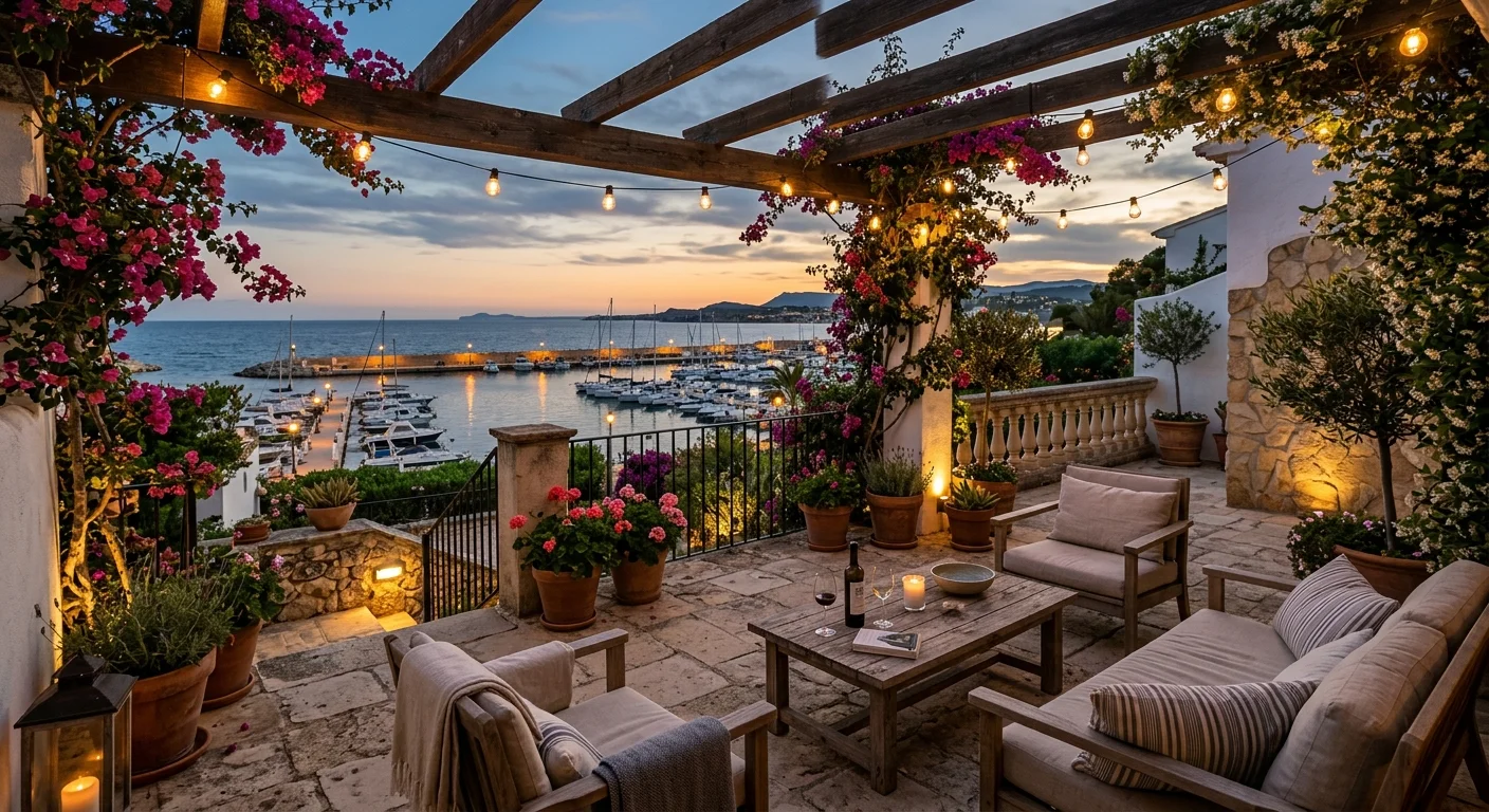 Outdoor Lighting setup on a Mediterranean terrace in Moraira, Costa Blanca