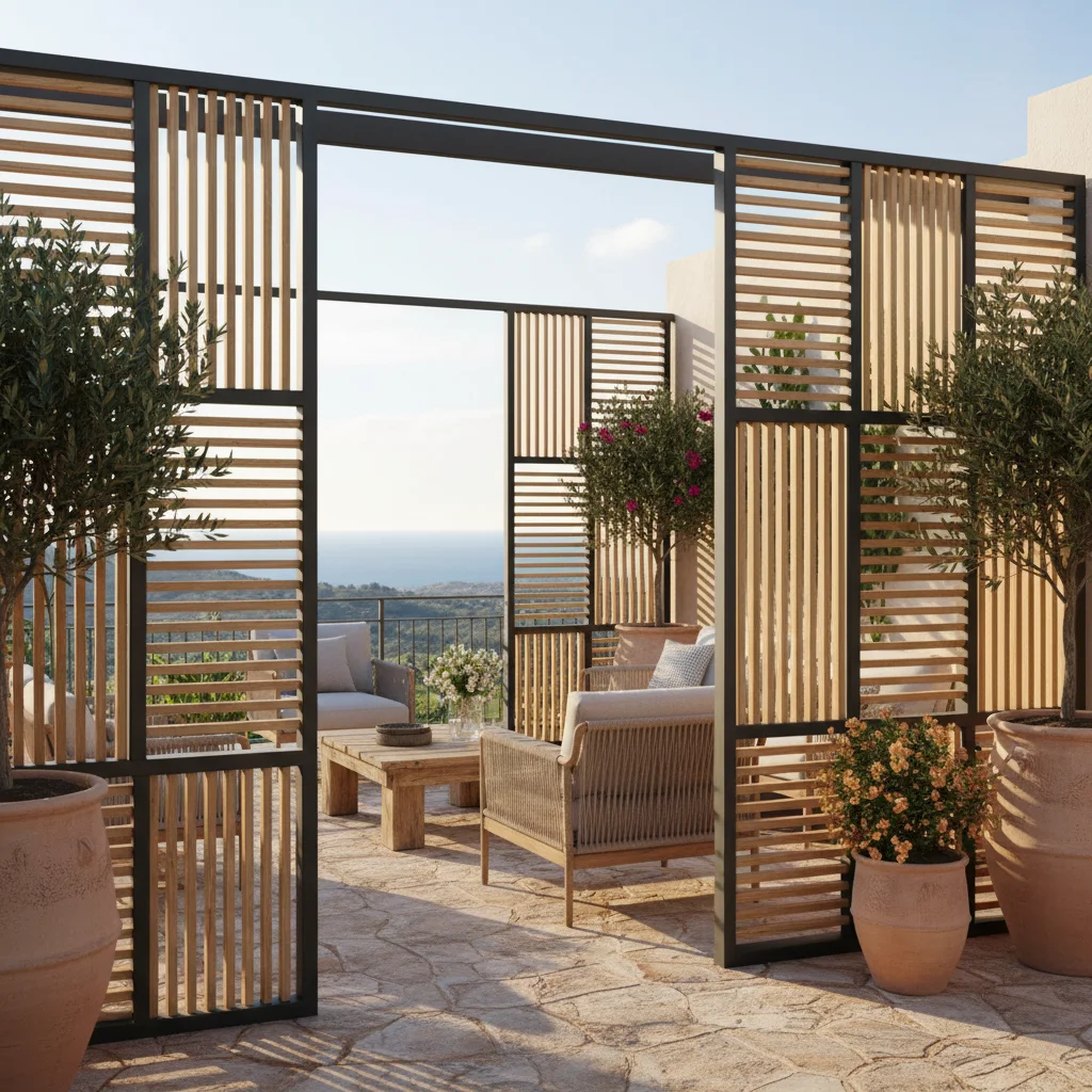 Instalación de vallas y cercas de jardín en una terraza mediterránea en Ondara, Costa Blanca