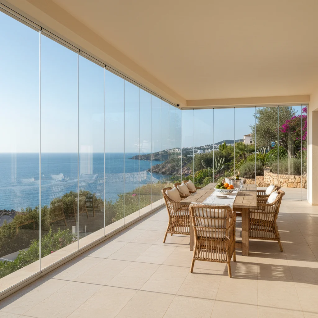 Instalación de cortinas de cristal en una terraza mediterránea en Ondara, Costa Blanca