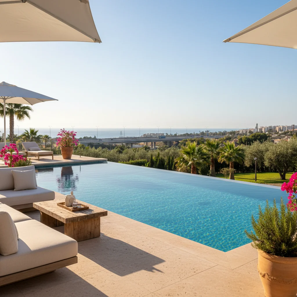 Instalación de piscinas en una terraza mediterránea en Ondara, Costa Blanca