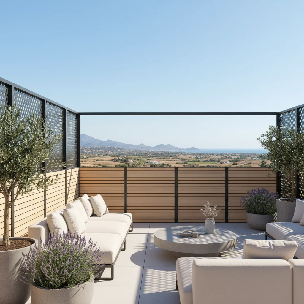 Instalación de vallas y cercas de jardín en una terraza mediterránea en Pedreguer, Costa Blanca