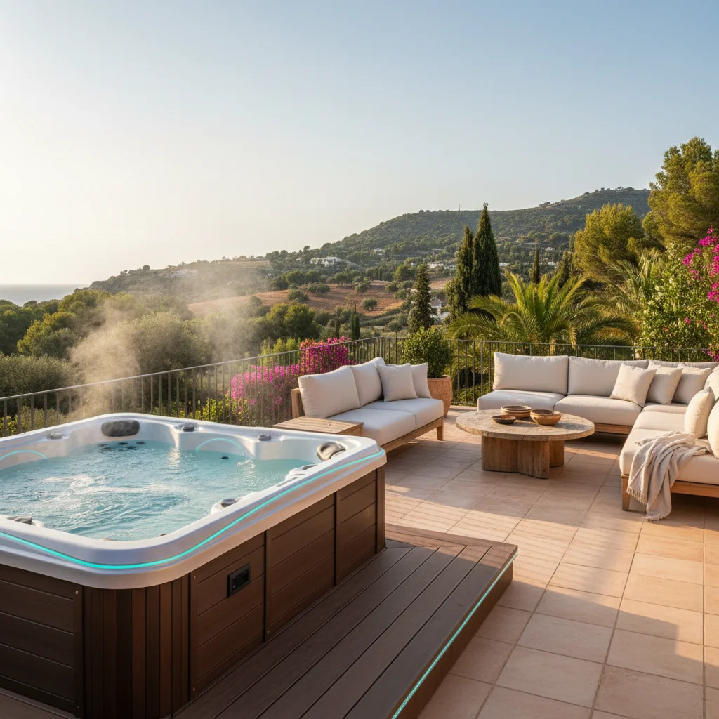 Instalación de jacuzzis y spas en una terraza mediterránea en Pedreguer, Costa Blanca