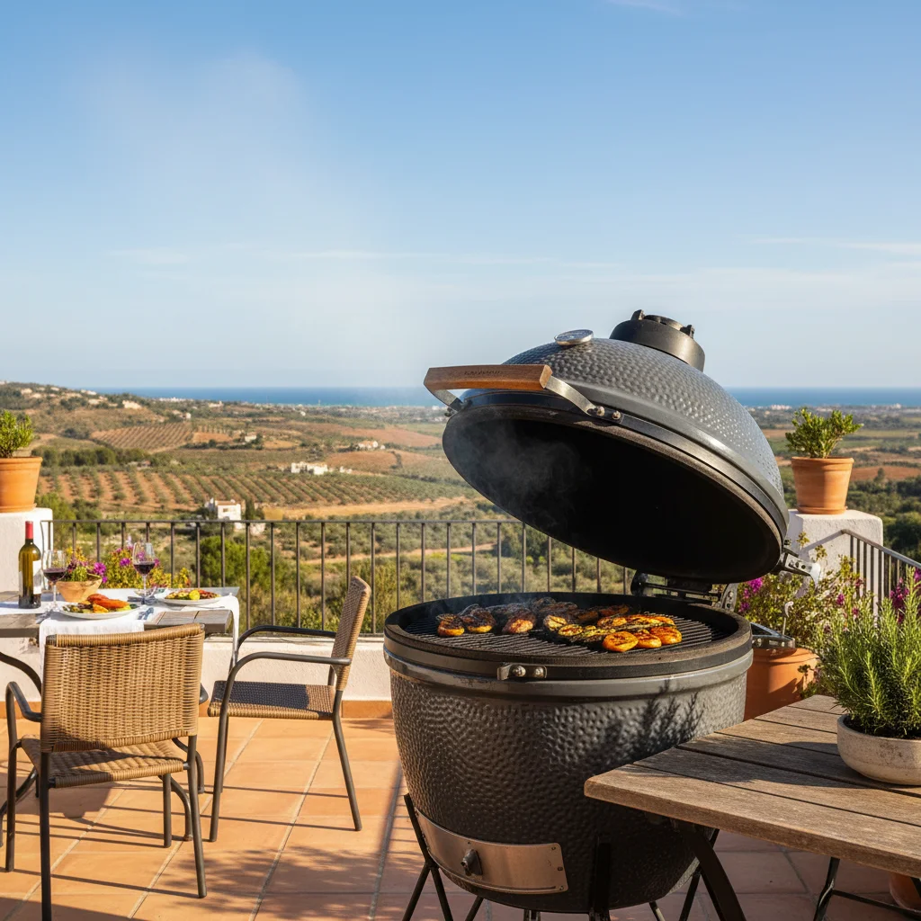Kamado Grills-Einrichtung auf einer mediterranen Terrasse in Pedreguer, Costa Blanca