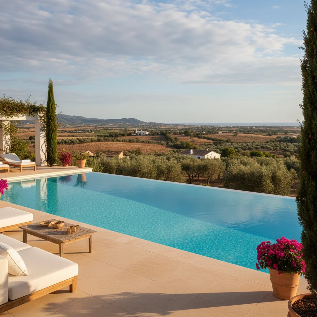 Instalación de piscinas en una terraza mediterránea en Pedreguer, Costa Blanca