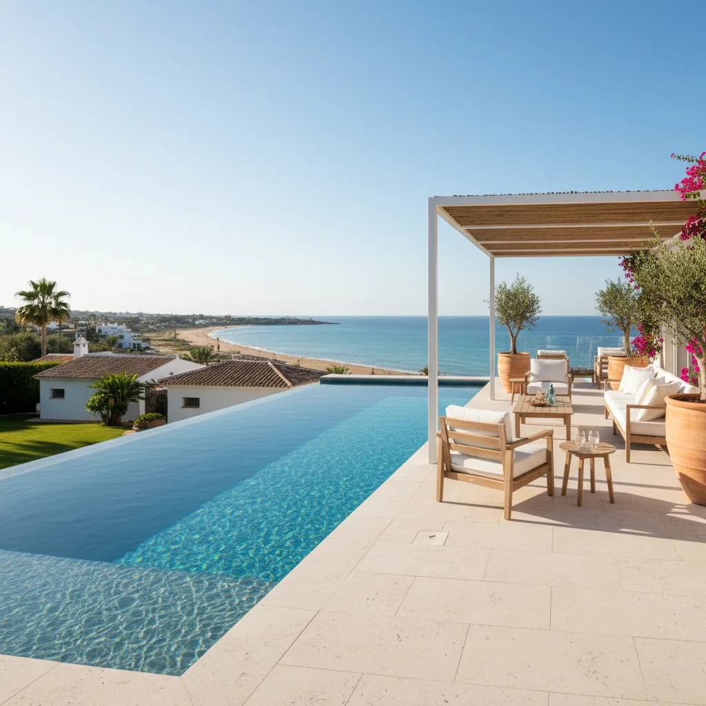 Instalación de piscinas en una terraza mediterránea en Pilar de la Horadada, Costa Blanca