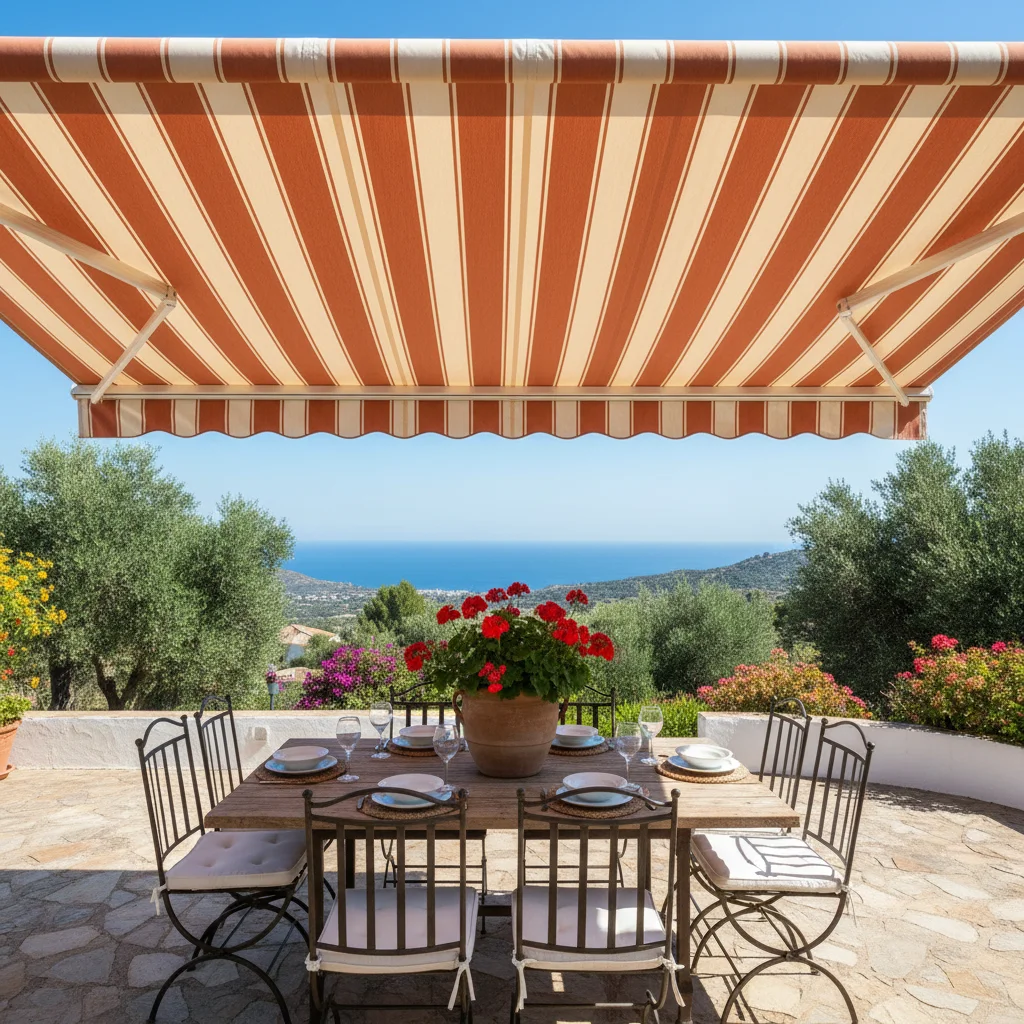 Instalación de toldos en una terraza mediterránea en Rojales, Costa Blanca