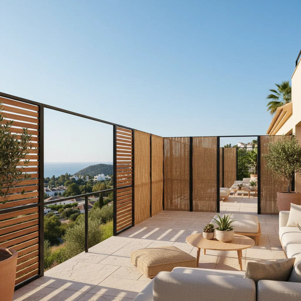 Instalación de vallas y cercas de jardín en una terraza mediterránea en Rojales, Costa Blanca