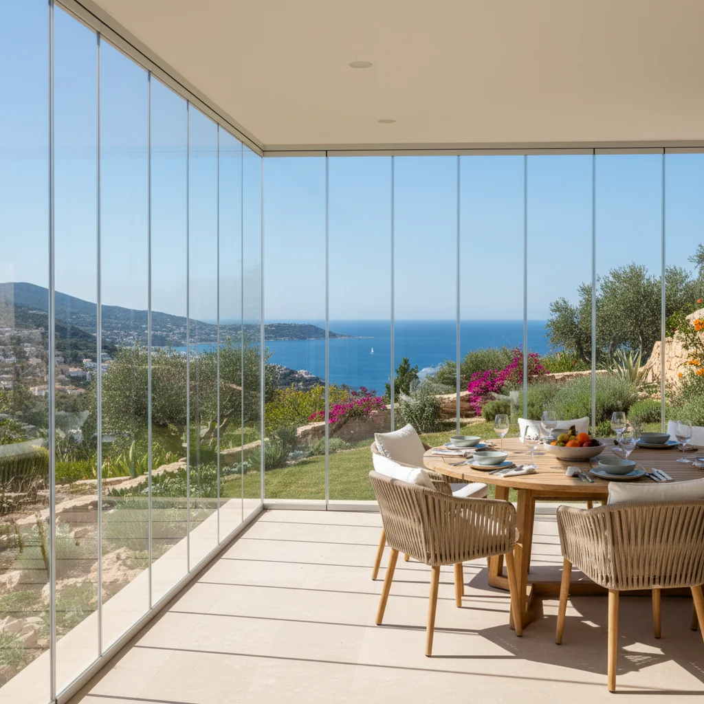 Instalación de cortinas de cristal en una terraza mediterránea en Rojales, Costa Blanca