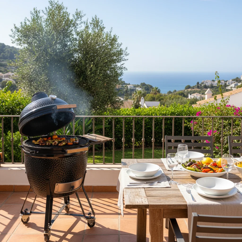 Kamado Grills-Einrichtung auf einer mediterranen Terrasse in Rojales, Costa Blanca