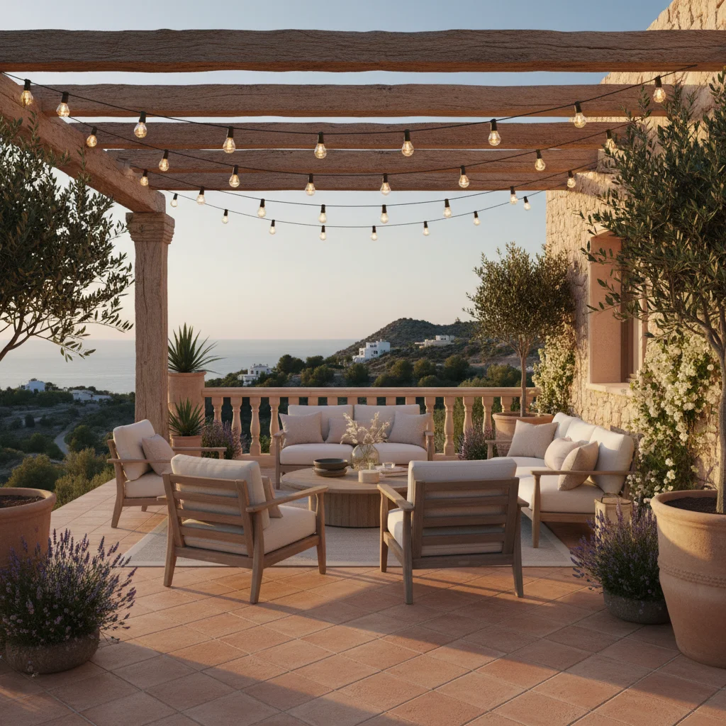 Outdoor Lighting setup on a Mediterranean terrace in Rojales, Costa Blanca