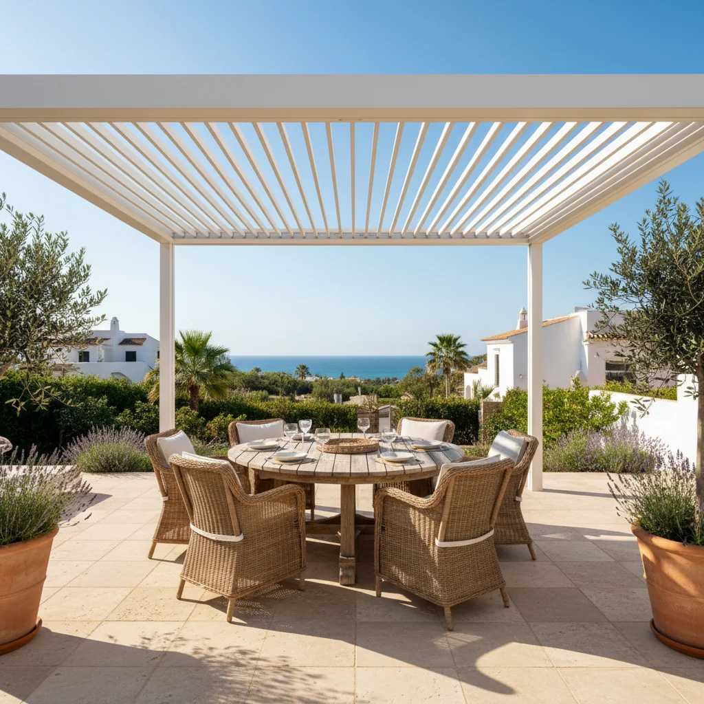 Instalación de pérgolas bioclimáticas en una terraza mediterránea en San Fulgencio, Costa Blanca