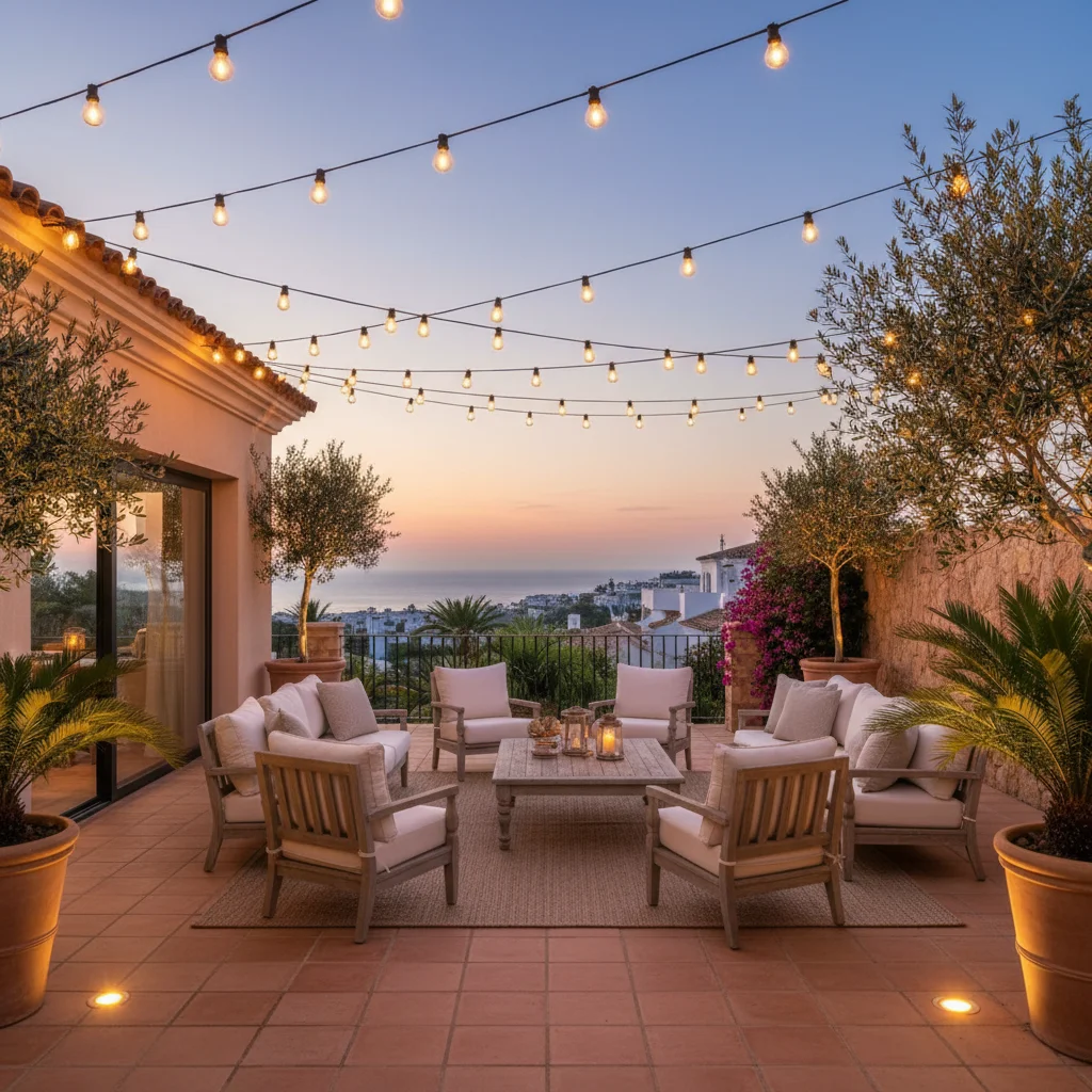 Outdoor Lighting setup on a Mediterranean terrace in San Fulgencio, Costa Blanca