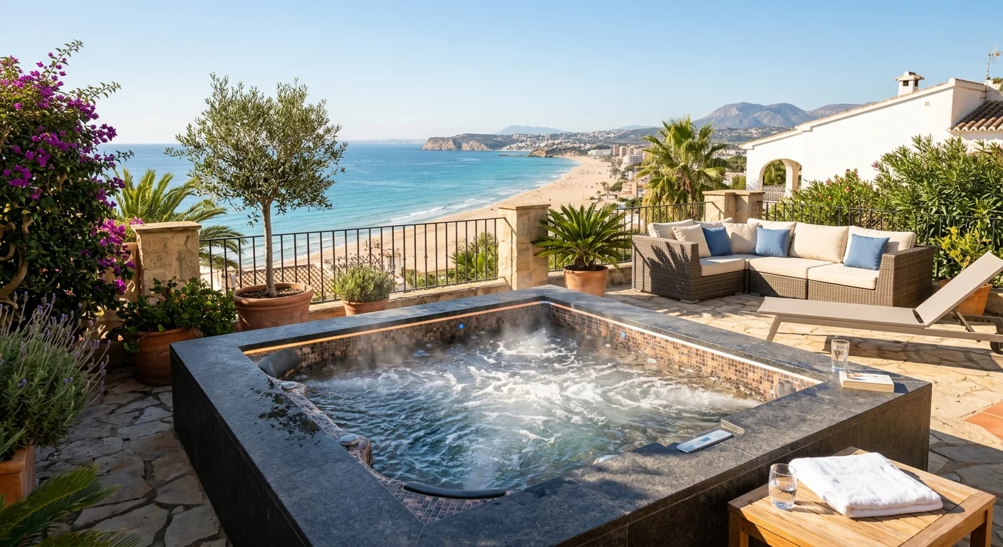 Instalación de jacuzzis y spas en una terraza mediterránea en San Juan de Alicante, Costa Blanca
