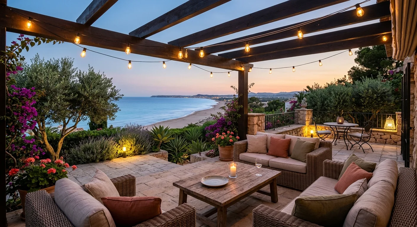 Outdoor Lighting setup on a Mediterranean terrace in San Juan de Alicante, Costa Blanca