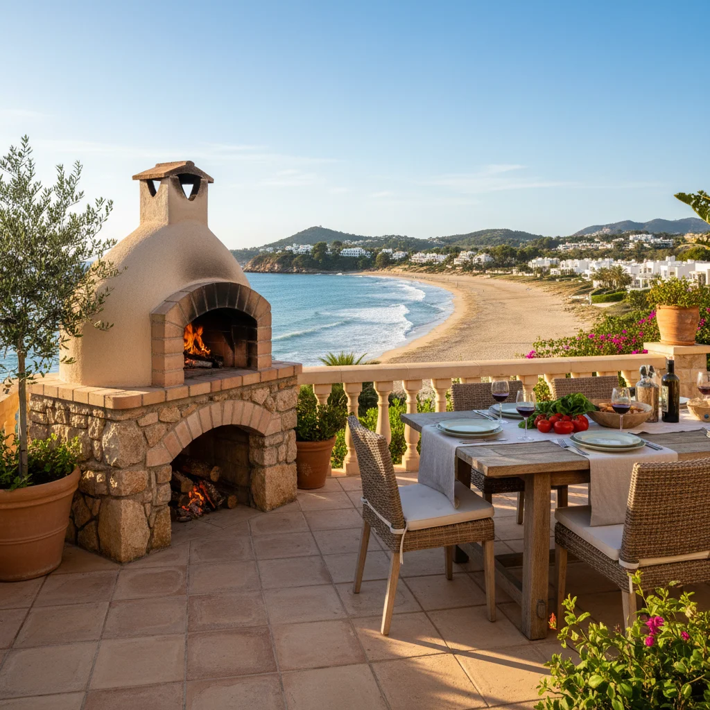 Pizza Ovens setup on a Mediterranean terrace in San Juan de Alicante, Costa Blanca