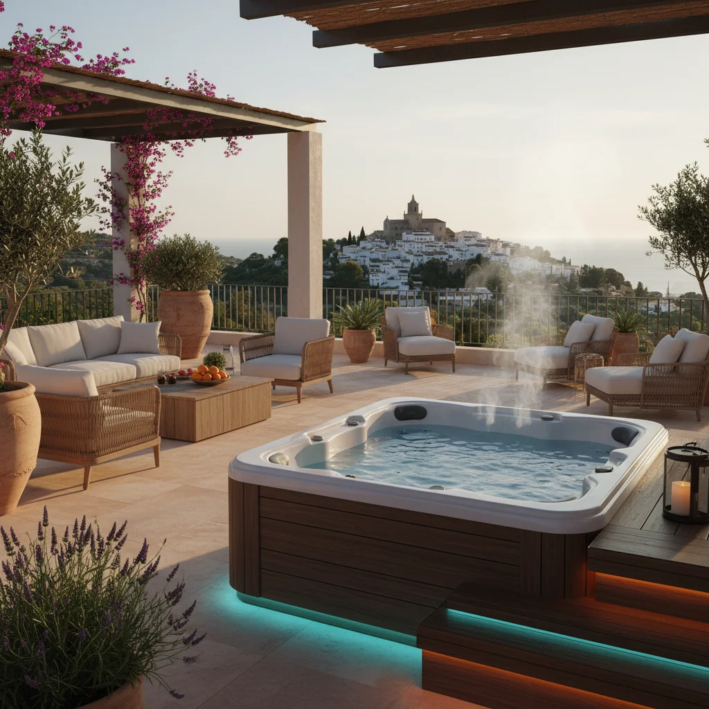 Instalación de jacuzzis y spas en una terraza mediterránea en San Miguel de Salinas, Costa Blanca