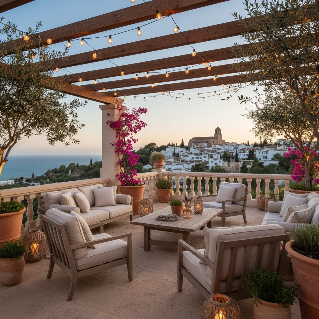 Outdoor Lighting setup on a Mediterranean terrace in San Miguel de Salinas, Costa Blanca