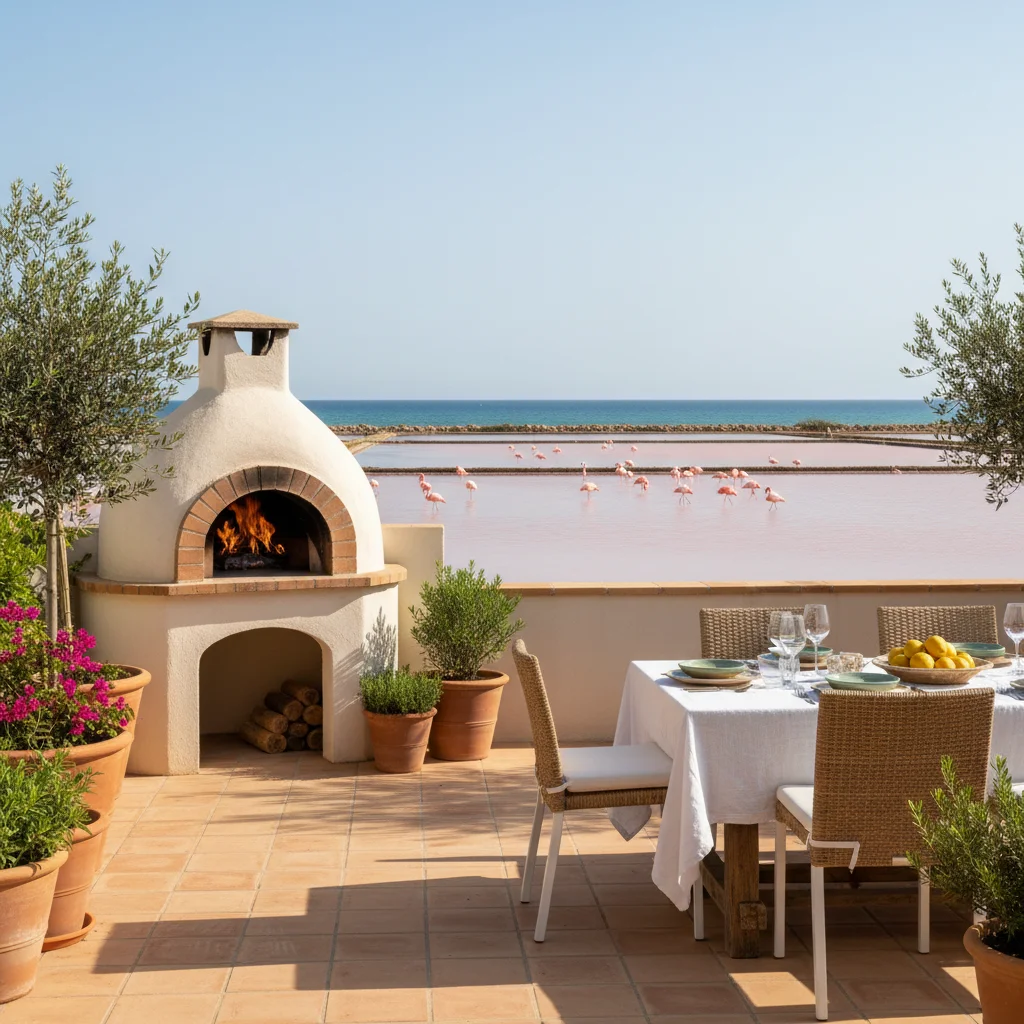 Pizzaöfen-Einrichtung auf einer mediterranen Terrasse in Santa Pola, Costa Blanca