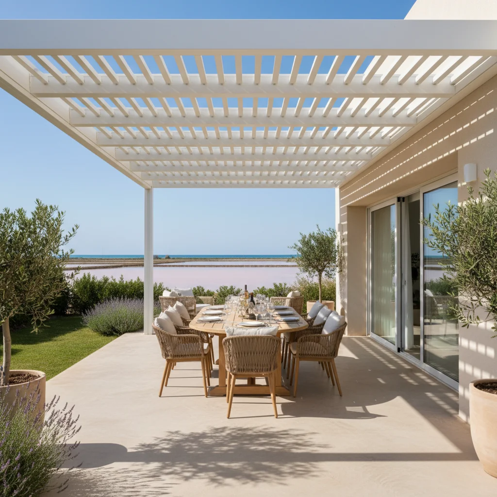 Instalación de pérgolas bioclimáticas en una terraza mediterránea en Torrevieja, Costa Blanca