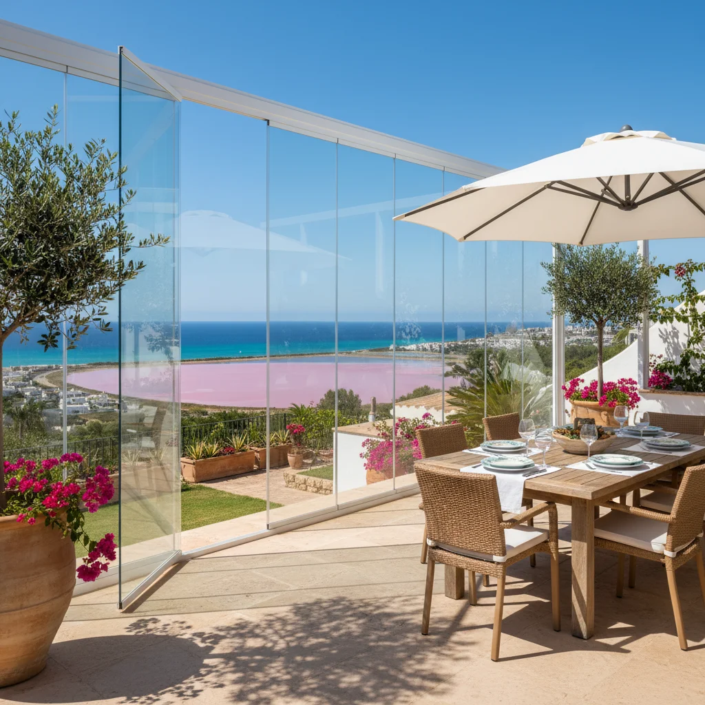Instalación de cortinas de cristal en una terraza mediterránea en Torrevieja, Costa Blanca