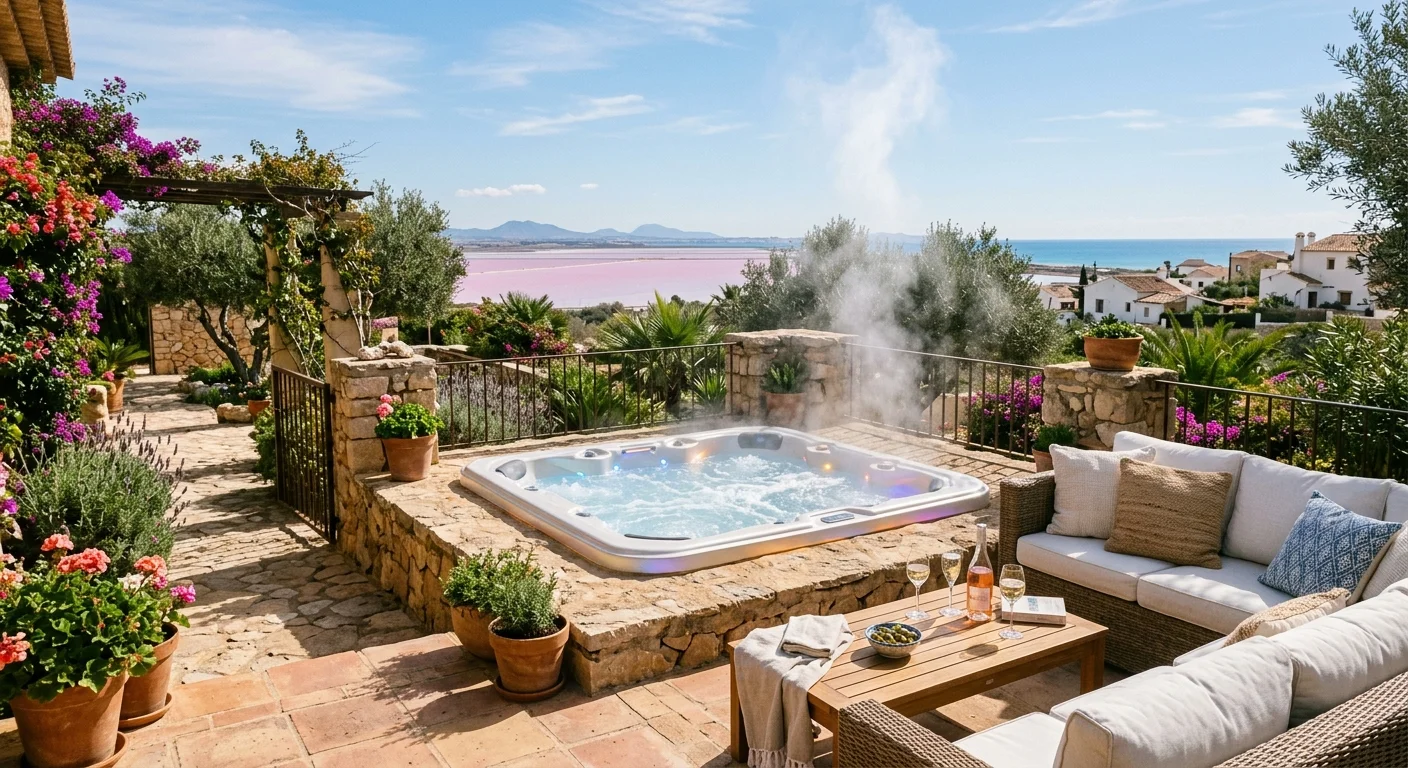 Instalación de jacuzzis y spas en una terraza mediterránea en Torrevieja, Costa Blanca