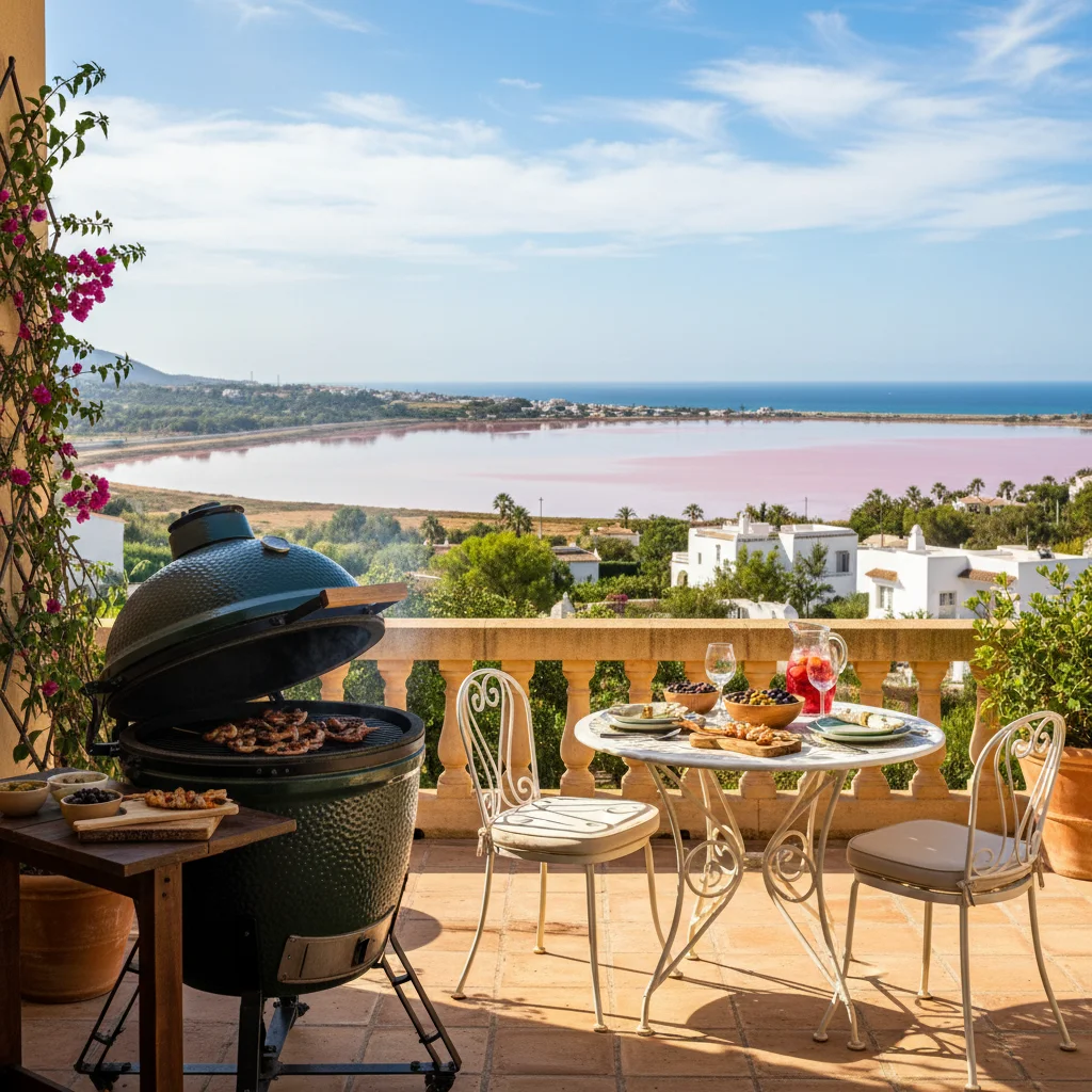 Kamado Grills-Einrichtung auf einer mediterranen Terrasse in Torrevieja, Costa Blanca