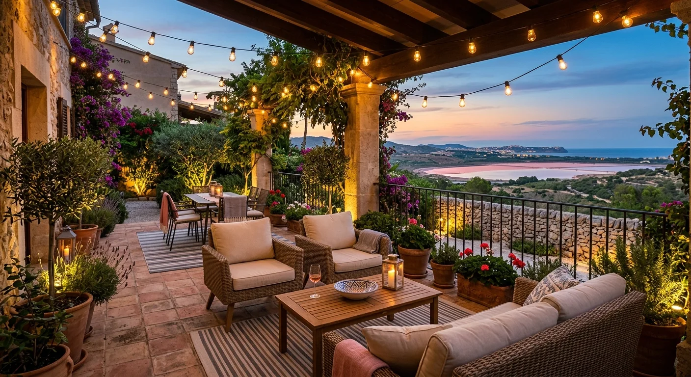 Outdoor Lighting setup on a Mediterranean terrace in Torrevieja, Costa Blanca