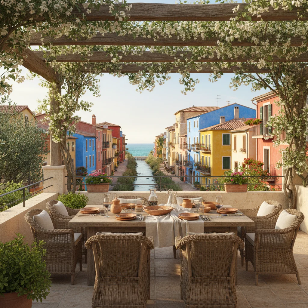 Fixed Pergolas setup on a Mediterranean terrace in Villajoyosa, Costa Blanca