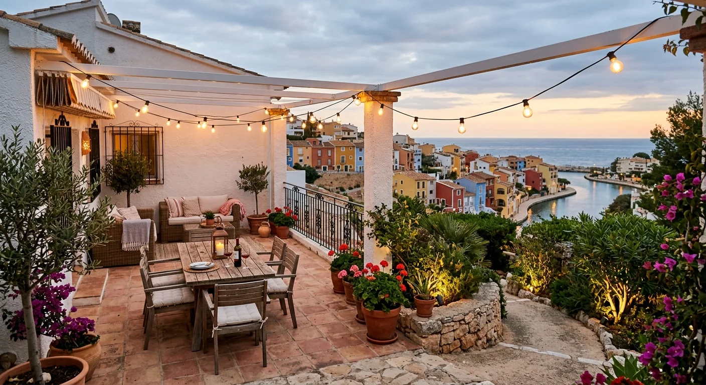 Outdoor Lighting setup on a Mediterranean terrace in Villajoyosa, Costa Blanca