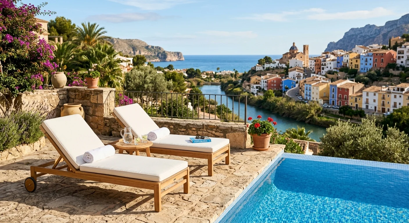 Sun Loungers & Daybeds setup on a Mediterranean terrace in Villajoyosa, Costa Blanca