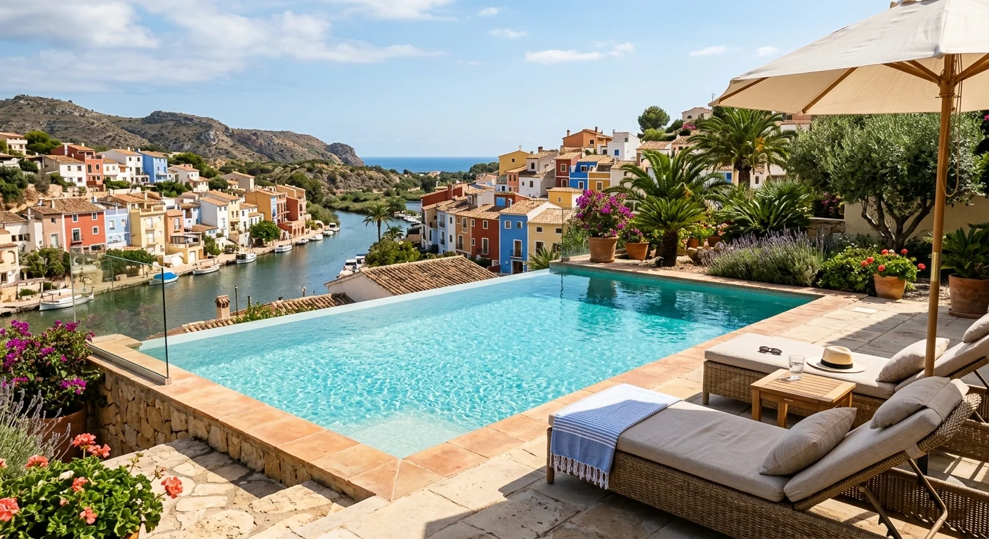 Instalación de piscinas en una terraza mediterránea en Villajoyosa, Costa Blanca