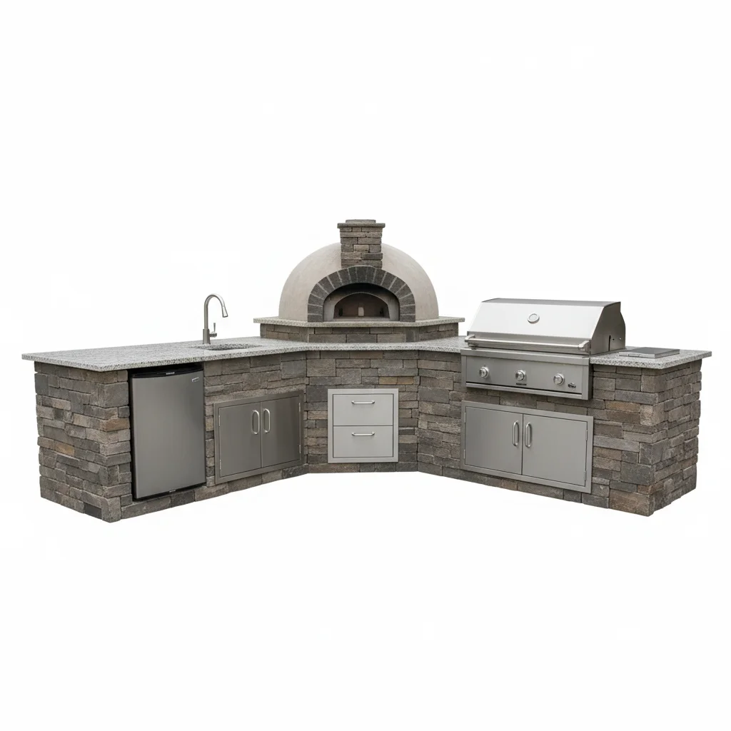 L-Shape Outdoor Kitchen by Custom