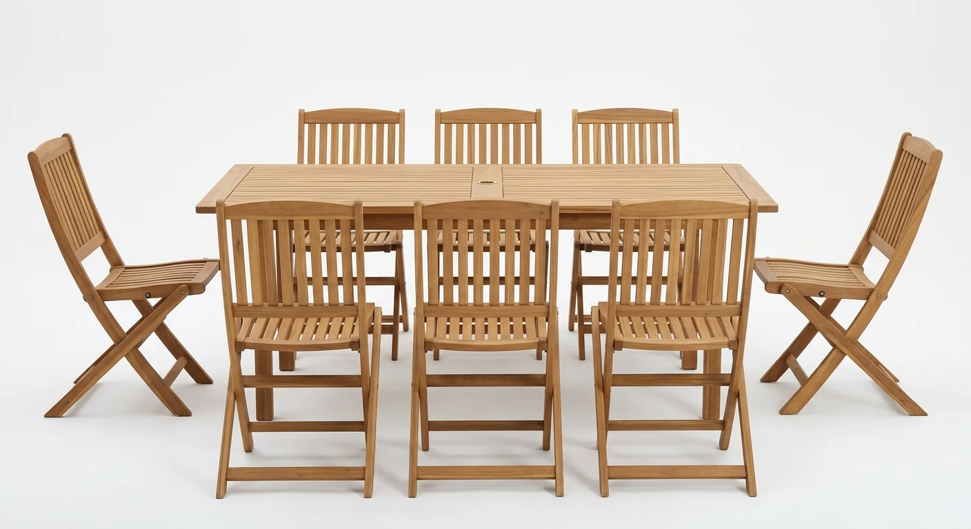 Outsunny 7-Piece Teak-Effect Dining Set
