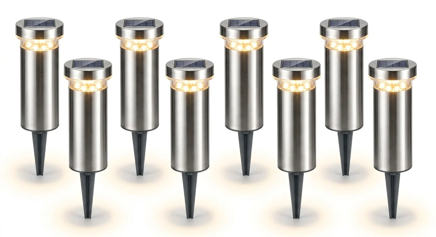 Solar Path Lights — Set of 8 Stainless Steel by Philips