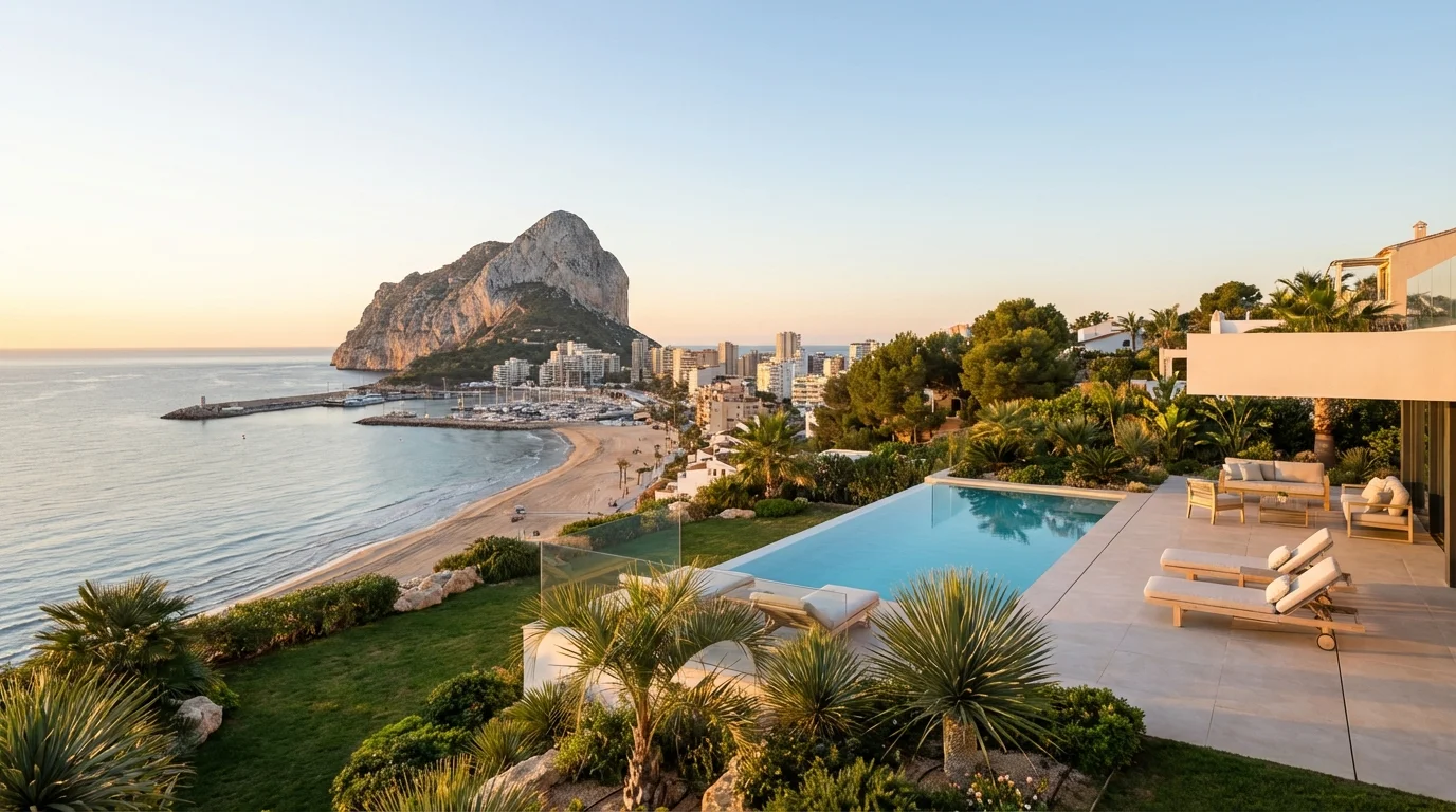 Außenwohnterrasse mit Gasgrills in Calpe, Costa Blanca, Spanien